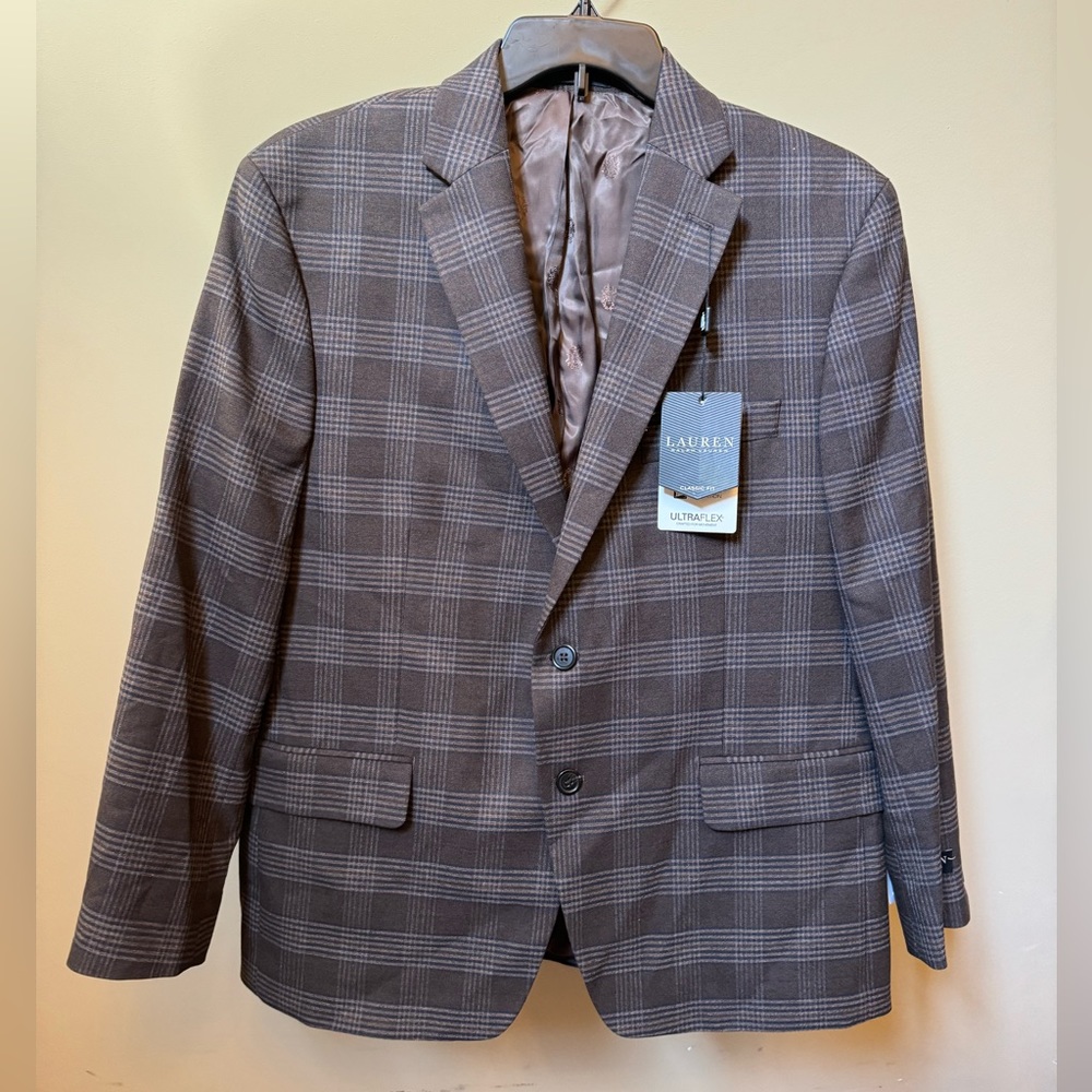 NWT Men’s Lauren Ralph Lauren Classic-Fit Ultraflex Stretch Patterned Blazer 44S - Picture 2 of 16